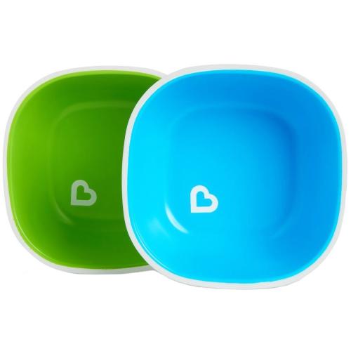 Munchkin Splash Bowls 6m+ Μπολ με Αντιολισθητική Βάση 2 Τεμάχια - Πράσινο / Γαλάζιο